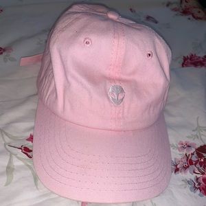 Pale Pink Adjustable Baseball Cap with White Alien